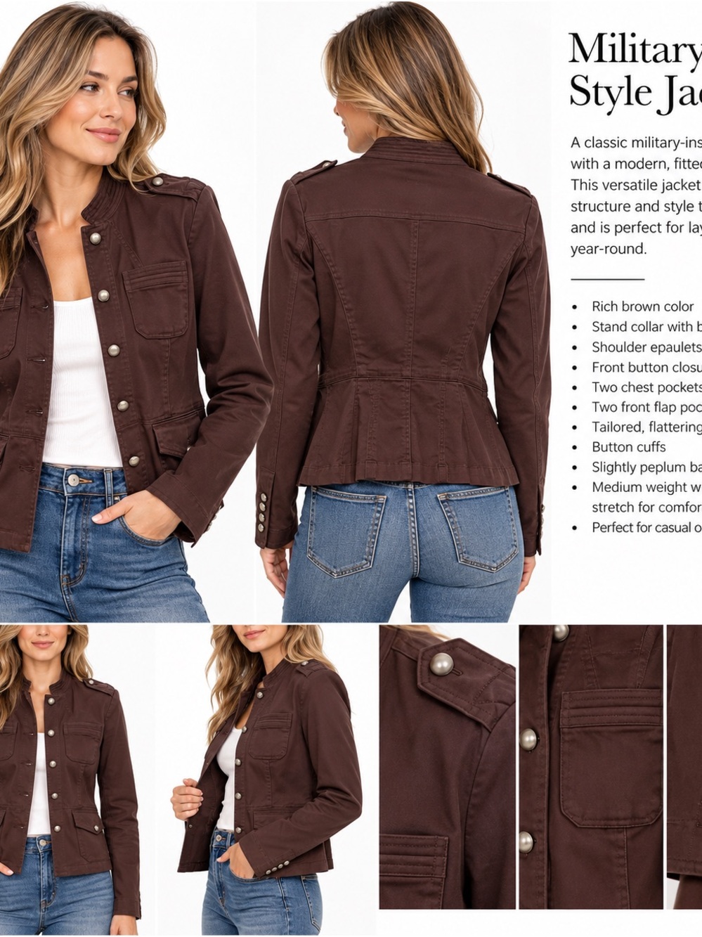 Mossimo Supply Co. Brown Military-Style Peplum Jacket